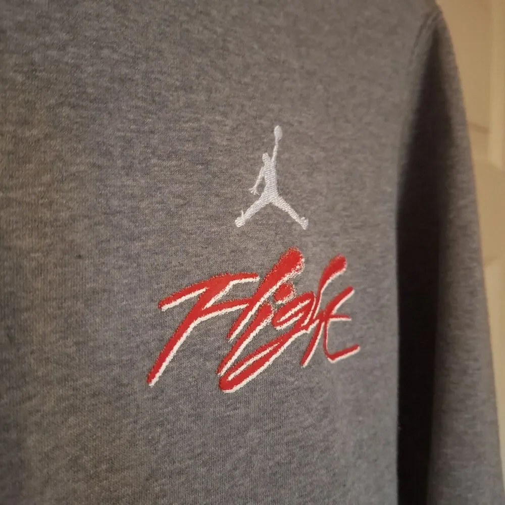 Jordan Hoodie Mens L Gray Flight Air Essentials Fleece Pullover Jumpman